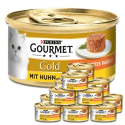 Purina Gourmet Gold Raffiniertes Ragout Huhn Katzenfutter nass 12x85G