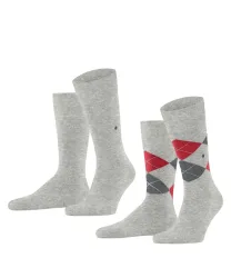 Burlington - Duopack, wadenlange Socken, für Herren, Hellgrau, Größe 40-46