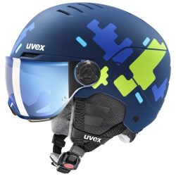 Uvex Rocket Junior Visor Skihelm - blue puzzle matt