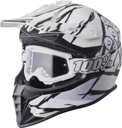 gms Motocrosshelm Fortis Graffi - matt schwarz-weiss