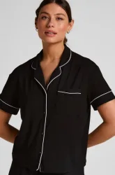 Hunkemöller - Pyjama Oberteil, für Damen, Schwarz, Größe S