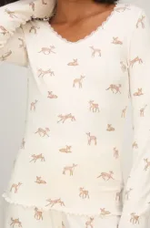 Hunkemöller Langärmeliges Pyjamatop Pointelle Weiß