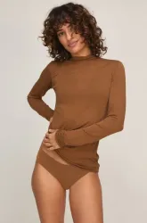 Hunkemöller Super Soft Shirt aus Kaschmir-Mix mit Rollkragen Braun