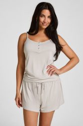 Hunkemöller Pyjama Shorts Gestreift Jersey Grau
