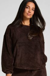 Hunkemöller Langärmeliges Fluffy-Fleece-Top Braun