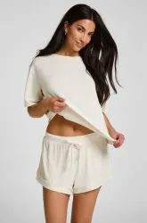 Hunkemöller Pyjama Oberteil Jersey Kurzarm Weiß