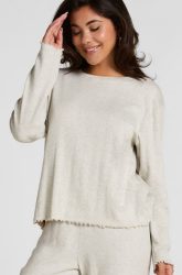 Hunkemöller Pyjama Top Loose Pointelle Grau