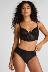 Hunkemöller Brazilian mit hohem Beinausschnitt und hoher Taille Elle Schwarz