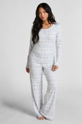 Hunkemöller Pyjamaset Jersey Fairisle Blau