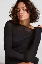 Hunkemöller Super Soft Shirt aus Kaschmir-Mix mit U-Boot-Ausschnitt Schwarz