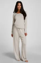 Hunkemöller Pyjamahose Gestreift Jersey Grau