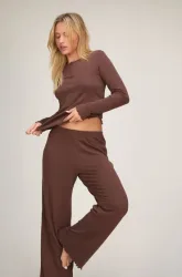 Hunkemöller Pyjama-Hose Loose Pointelle Braun