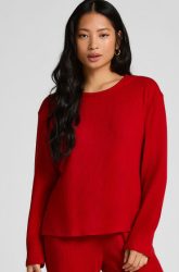 Hunkemöller Langarm-Pyjamatop Jersey Rot