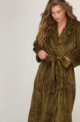 Hunkemöller Bademantel Jacqueared Fleece Grün