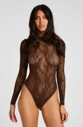 Hunkemöller Body mit Spitze All Over Braun