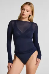 Hunkemöller Super Soft Shirt aus Kaschmir-Mix mit U-Boot-Ausschnitt Blau
