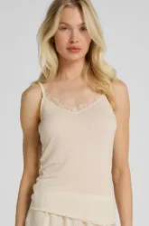 Hunkemöller Super Soft Spitzen-Top aus Kaschmir-Mix mit V-Ausschnit Weiß