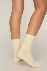 Hunkemöller 3 Paar Baumwolle Pointelle Crew Socken Gelb
