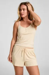 Hunkemöller Pyjama Top Gestreift mit Knopfleiste Gelb