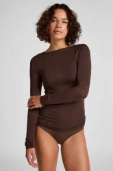 Hunkemöller Super Soft Shirt aus Kaschmir-Mix mit U-Boot-Ausschnitt Braun