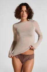 Hunkemöller Super Soft Shirt aus Kaschmir-Mix mit U-Boot-Ausschnitt Grau