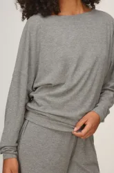 Hunkemöller TOP LS PREMIUM RIB BATWING Grau