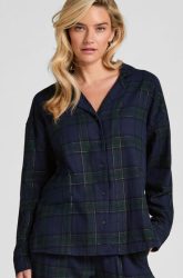 Hunkemöller Pyjamatop aus Flanell Blau