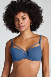 Hunkemöller Wattiertes Bügel-Bikinioberteil Scallop Blau