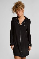 Hunkemöller - Nachthemd, langarm, für Damen, Schwarz, Größe M