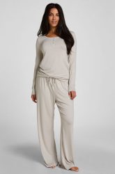 Hunkemöller Pyjamahose Gestreift Jersey Grau