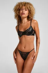 Hunkemöller Highleg String Sam Schwarz