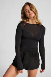 Hunkemöller Super Soft Shirt aus Kaschmir-Mix mit U-Boot-Ausschnitt Schwarz