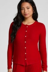 Hunkemöller Gerippte Jersey-Strickjacke Rot