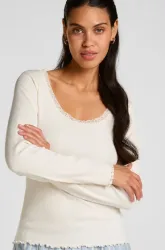 Hunkemöller Jersey Top mit Spitze Weiß