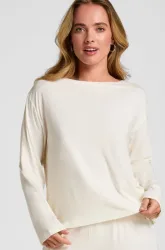 Hunkemöller Schlafshirt Langarm Jersey Weiß