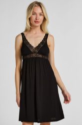 Hunkemöller Jersey-Negligé mit Spitze Schwarz