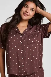 Hunkemöller Pyjama-Jacke Satin Braun