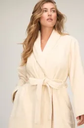 Hunkemöller Fluffy-Fleece-Bademantel Weiß