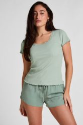 Hunkemöller Pyjama-Oberteil Jersey Ripp Grün