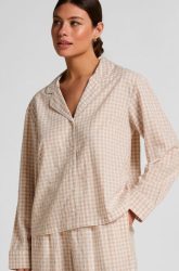 Hunkemöller Dobby Pyjama-Jacke aus Gewebter Baumwolle Beige