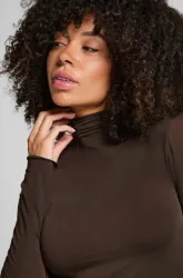 Hunkemöller Super Soft Shirt aus Kaschmir-Mix mit Rollkragen Braun