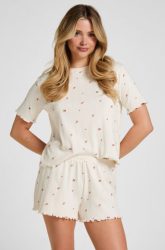 Hunkemöller Pyjama-Shorts Pointelle Weiß