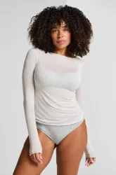 Hunkemöller Super Soft Shirt aus Kaschmir-Mix mit U-Boot-Ausschnitt Grau