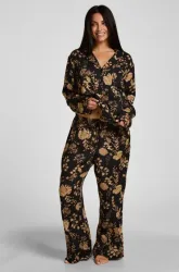 Hunkemöller Pyjamahose Woven Print Schwarz