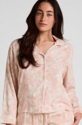 Hunkemöller Leinen-Pyjamajacke mit Blumenmuster Rose