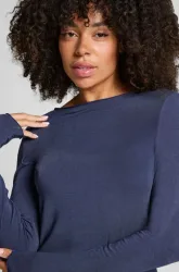 Hunkemöller Super Soft Shirt aus Kaschmir-Mix mit U-Boot-Ausschnitt Blau