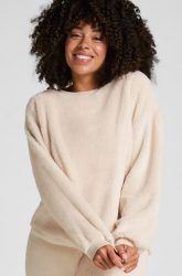 Hunkemöller Langärmeliges Fluffy-Fleece-Top Beige