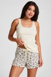 Hunkemöller Jersey-Shorts mit Rüschen Weiß