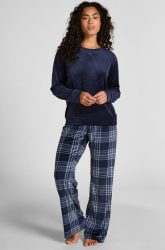 Hunkemöller Pyjamaset Velours Blau