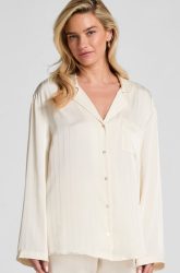 Hunkemöller Satinjacke mit Nadelstreifen Weiß